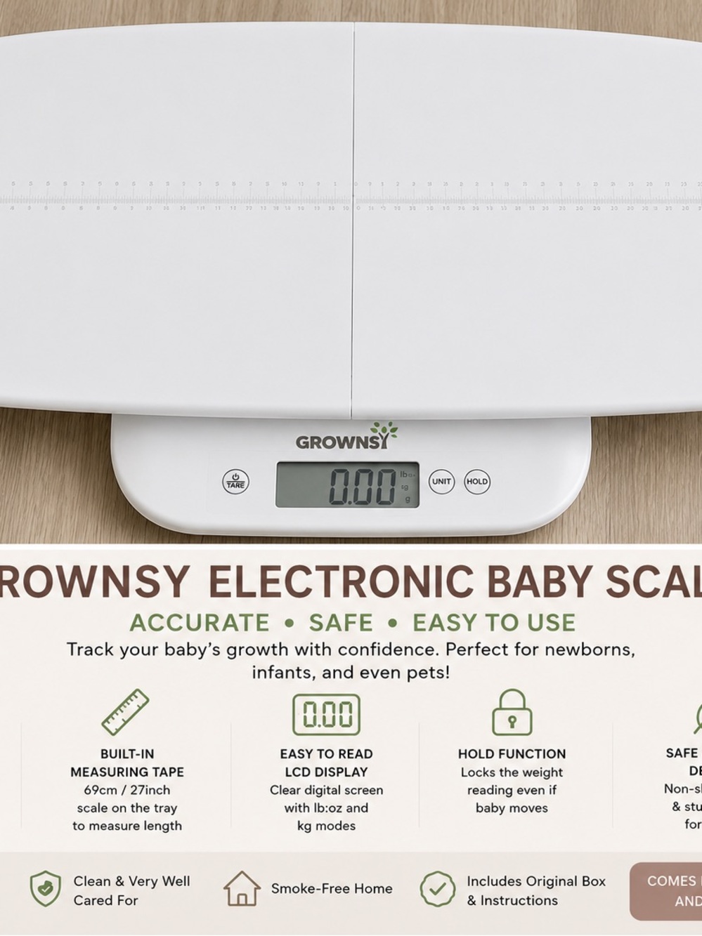 GROWNSY White Electronic Baby Scale